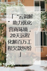 “云调解”助力优化营商环境，20天远程化解百万工程欠款纠纷
