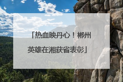 热血映丹心！郴州英雄在湘获省表彰