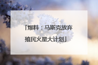 爆料：马斯克放弃殖民火星大计划