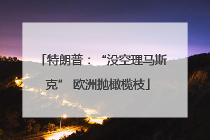 特朗普：“没空理马斯克” 欧洲抛橄榄枝