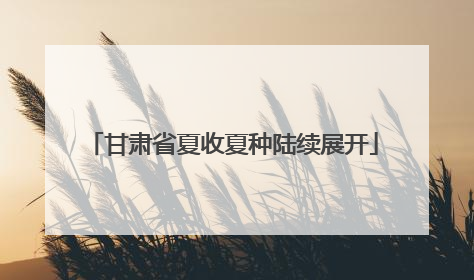 甘肃省夏收夏种陆续展开
