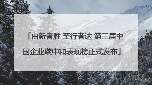 由新者胜 至行者达 第三届中国企业碳中和表现榜正式发布