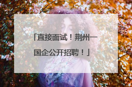直接面试！荆州一国企公开招聘！