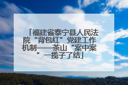 福建省泰宁县人民法院“背包红”党建工作机制——茶山“案中案”一揽子了结