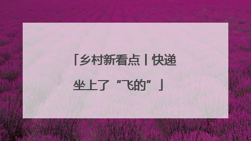 乡村新看点丨快递坐上了“飞的”