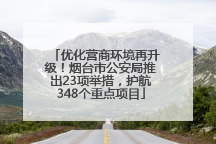 优化营商环境再升级！烟台市公安局推出23项举措，护航348个重点项目