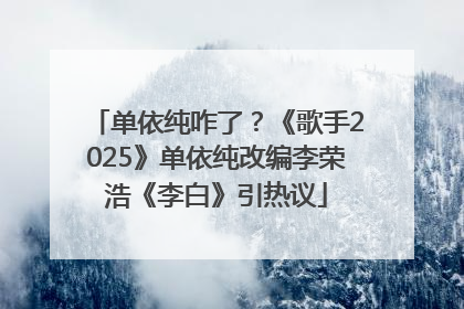 单依纯咋了？《歌手2025》单依纯改编李荣浩《李白》引热议