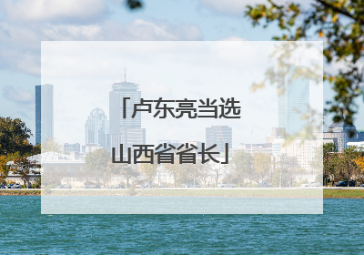 卢东亮当选山西省省长