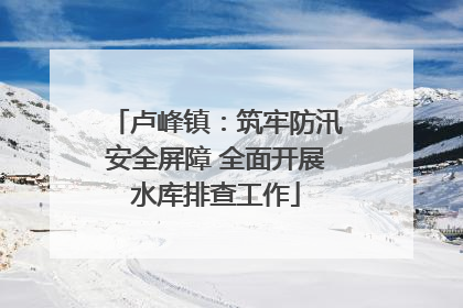 卢峰镇：筑牢防汛安全屏障 全面开展水库排查工作