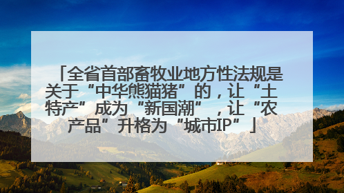 全省首部畜牧业地方性法规是关于“中华熊猫猪”的，让“土特产”成为“新国潮”，让“农产品”升格为“城市IP”