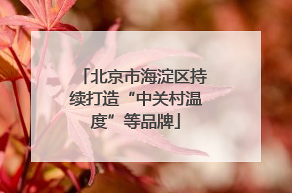 北京市海淀区持续打造“中关村温度”等品牌