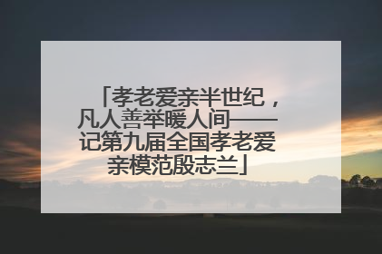 孝老爱亲半世纪，凡人善举暖人间——记第九届全国孝老爱亲模范殷志兰