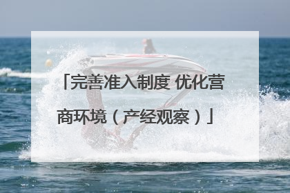 完善准入制度 优化营商环境（产经观察）