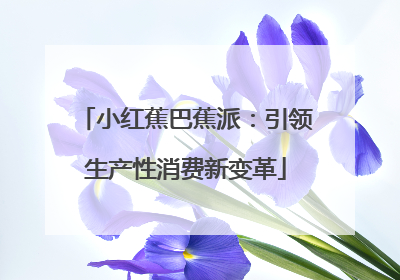 小红蕉巴蕉派：引领生产性消费新变革