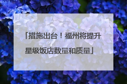 措施出台！福州将提升星级饭店数量和质量