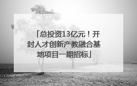 总投资13亿元！开封人才创新产教融合基地项目一期招标