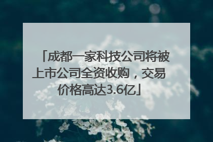 成都一家科技公司将被上市公司全资收购，交易价格高达3.6亿