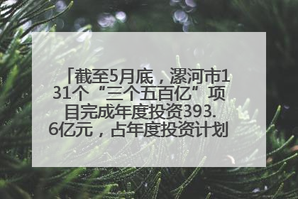 截至5月底，漯河市131个“三个五百亿”项目完成年度投资393.6亿元，占年度投资计划的50.41%——“三个五百亿”项目带动产业提质升级