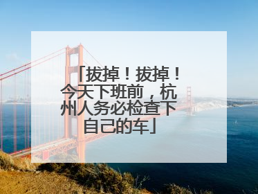 拔掉！拔掉！今天下班前，杭州人务必检查下自己的车