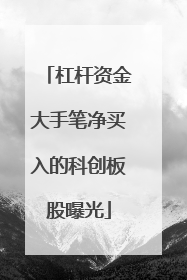 杠杆资金大手笔净买入的科创板股曝光