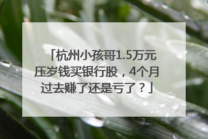 杭州小孩哥1.5万元压岁钱买银行股，4个月过去赚了还是亏了？