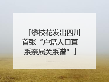 攀枝花发出四川首张“户籍人口直系亲属关系谱”