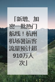 新增、加密一批热门航线！杭州机场暑运客流量预计超910万人次