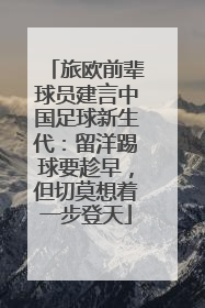 旅欧前辈球员建言中国足球新生代：留洋踢球要趁早，但切莫想着一步登天