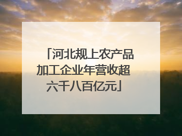 河北规上农产品加工企业年营收超六千八百亿元