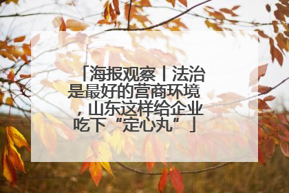 海报观察丨法治是最好的营商环境，山东这样给企业吃下“定心丸”
