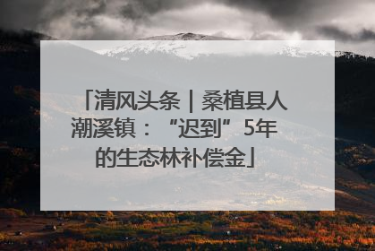 清风头条｜桑植县人潮溪镇：“迟到”5年的生态林补偿金