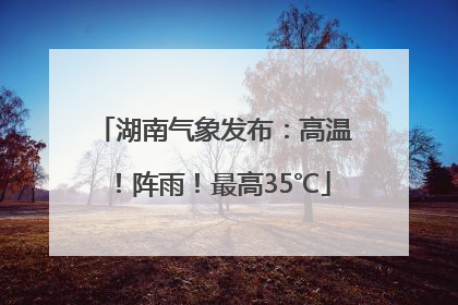 湖南气象发布：高温！阵雨！最高35℃
