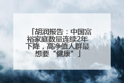 胡润报告：中国富裕家庭数量连续2年下降，高净值人群最想要“健康”