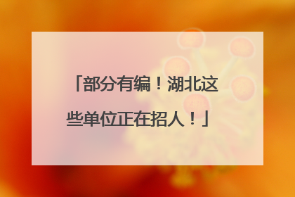 部分有编！湖北这些单位正在招人！