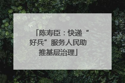 陈寿臣：快递“好兵”服务人民助推基层治理
