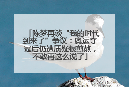 陈梦再谈“我的时代到来了”争议：奥运夺冠后仍遭质疑很煎熬，不敢再这么说了