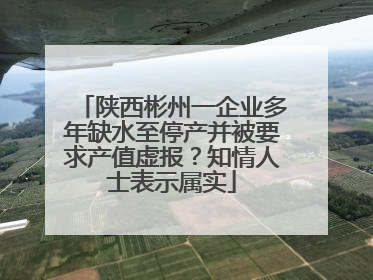 陕西彬州一企业多年缺水至停产并被要求产值虚报？知情人士表示属实