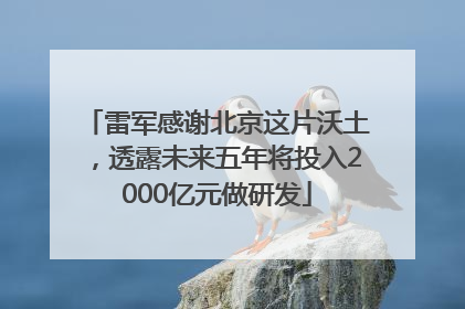 雷军感谢北京这片沃土，透露未来五年将投入2000亿元做研发