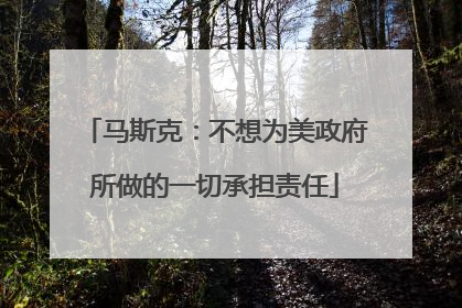 马斯克：不想为美政府所做的一切承担责任