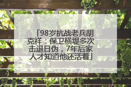 98岁抗战老兵胡克祥：保卫横堤多次击退日伪，7年后家人才知道他还活着